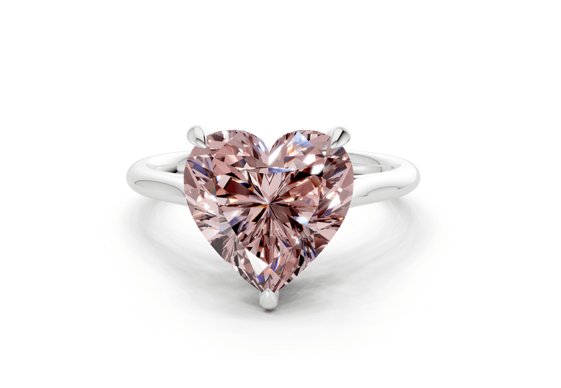 Piper Pink Diamond Solitaire Heart Cut 2.3mm Engagement Ring - Ring Premier