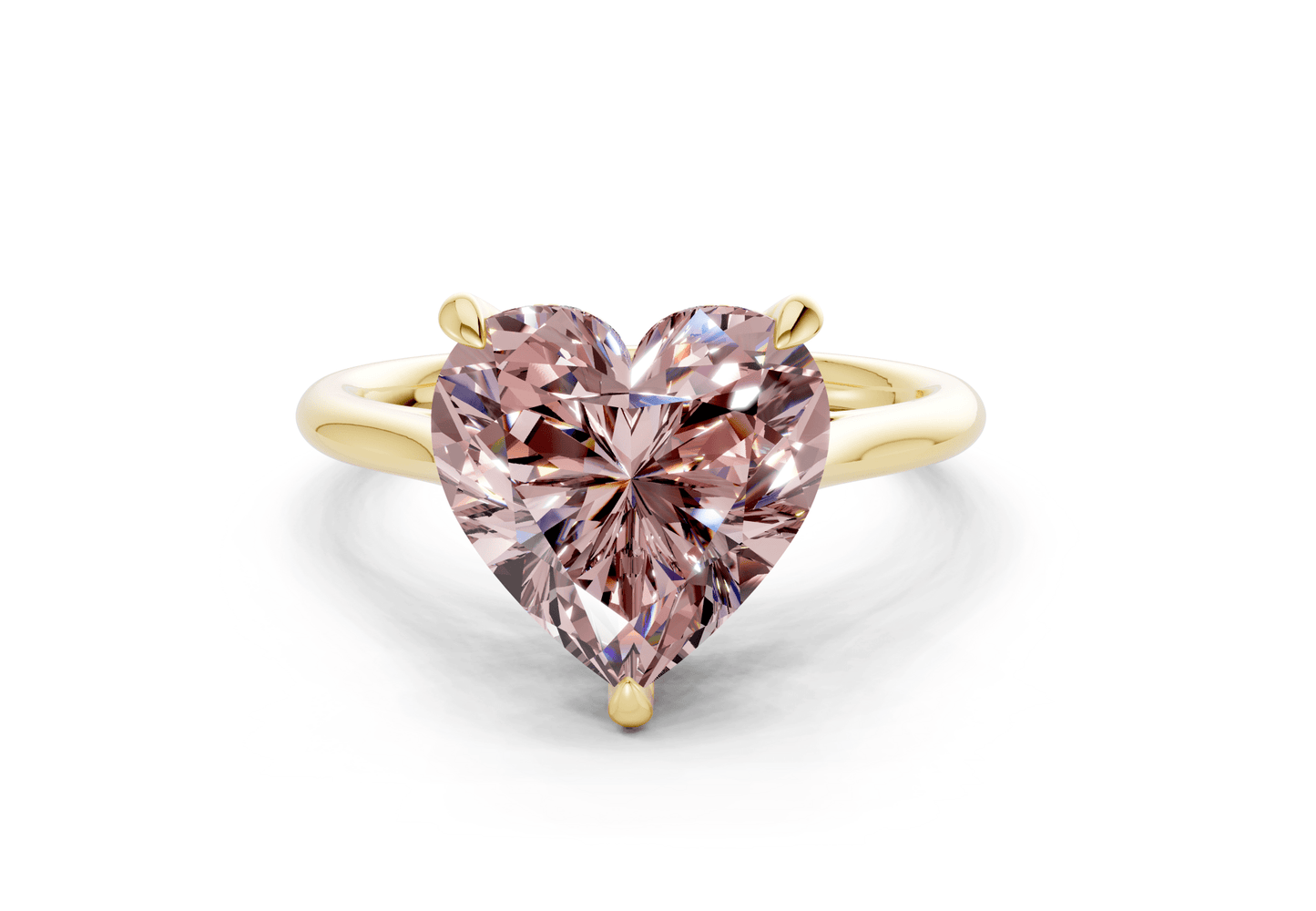 Piper Pink Diamond Solitaire Heart Cut 2.3mm Engagement Ring - Ring Premier