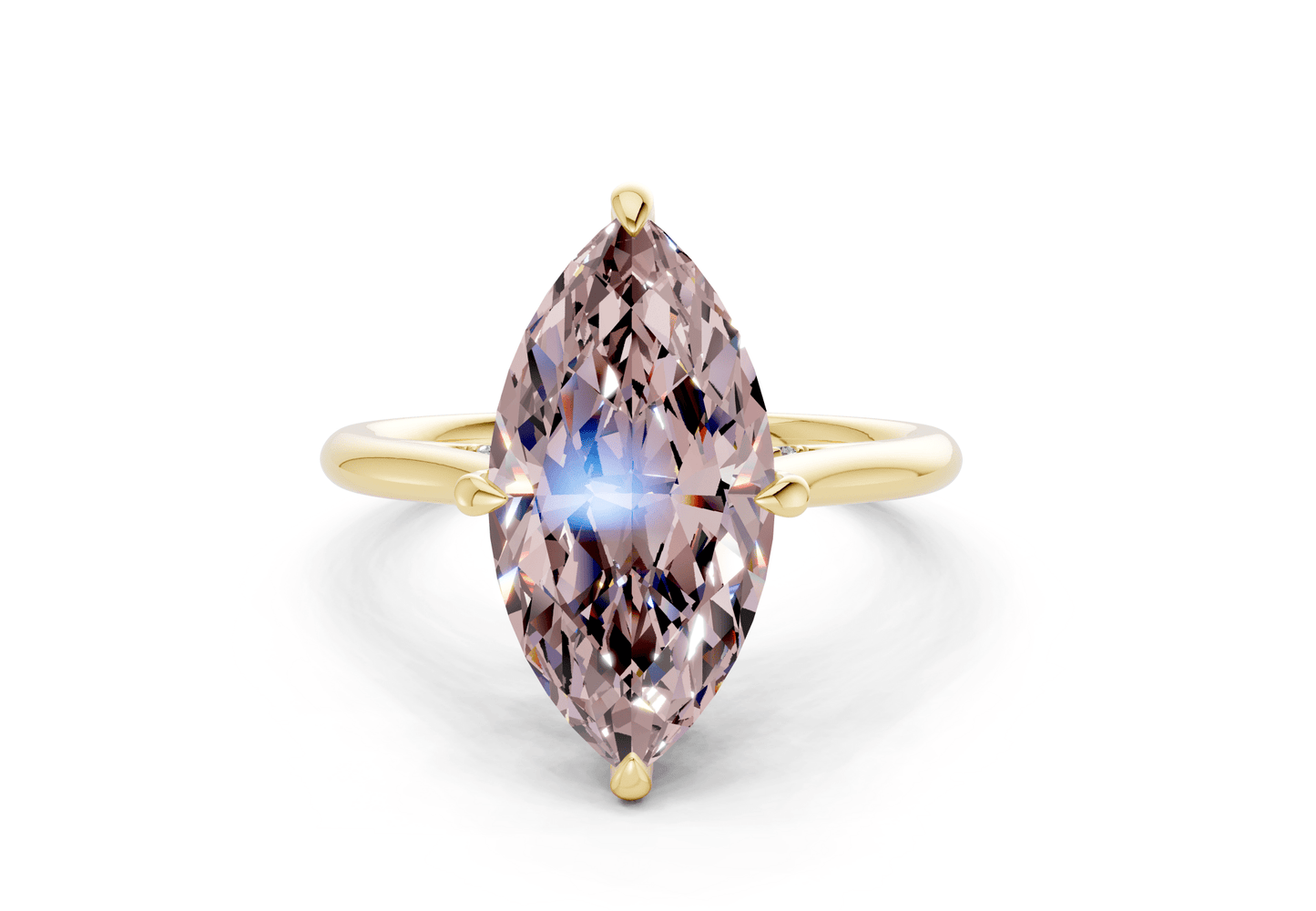 Piper Pink Diamond Solitaire Marquise Cut 2.2mm Engagement Ring - Ring Premier