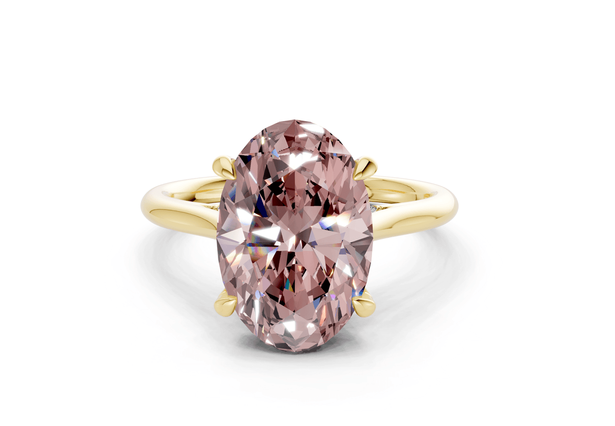 Piper Pink Diamond Solitaire Oval Cut 1.8mm Engagement Ring