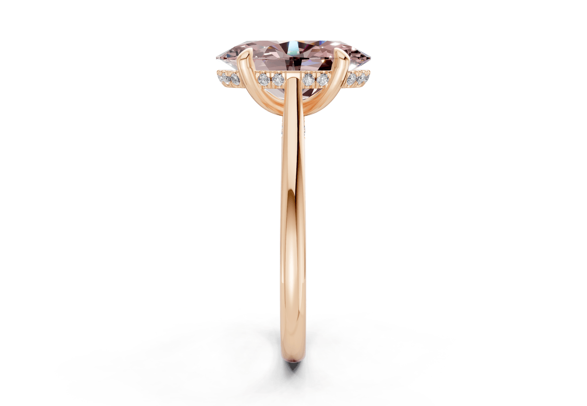 Piper Pink Diamond Solitaire Oval Cut 1.8mm Engagement Ring