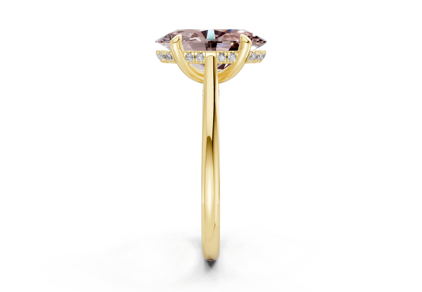 Piper Pink Diamond Solitaire Oval Cut 1.8mm Engagement Ring