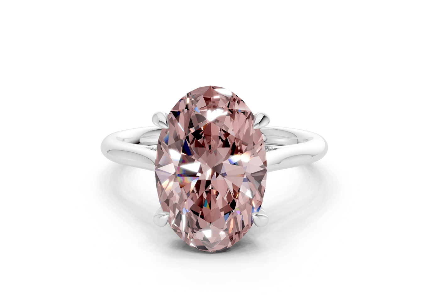Piper Pink Diamond Solitaire Oval Cut 1.8mm Engagement Ring