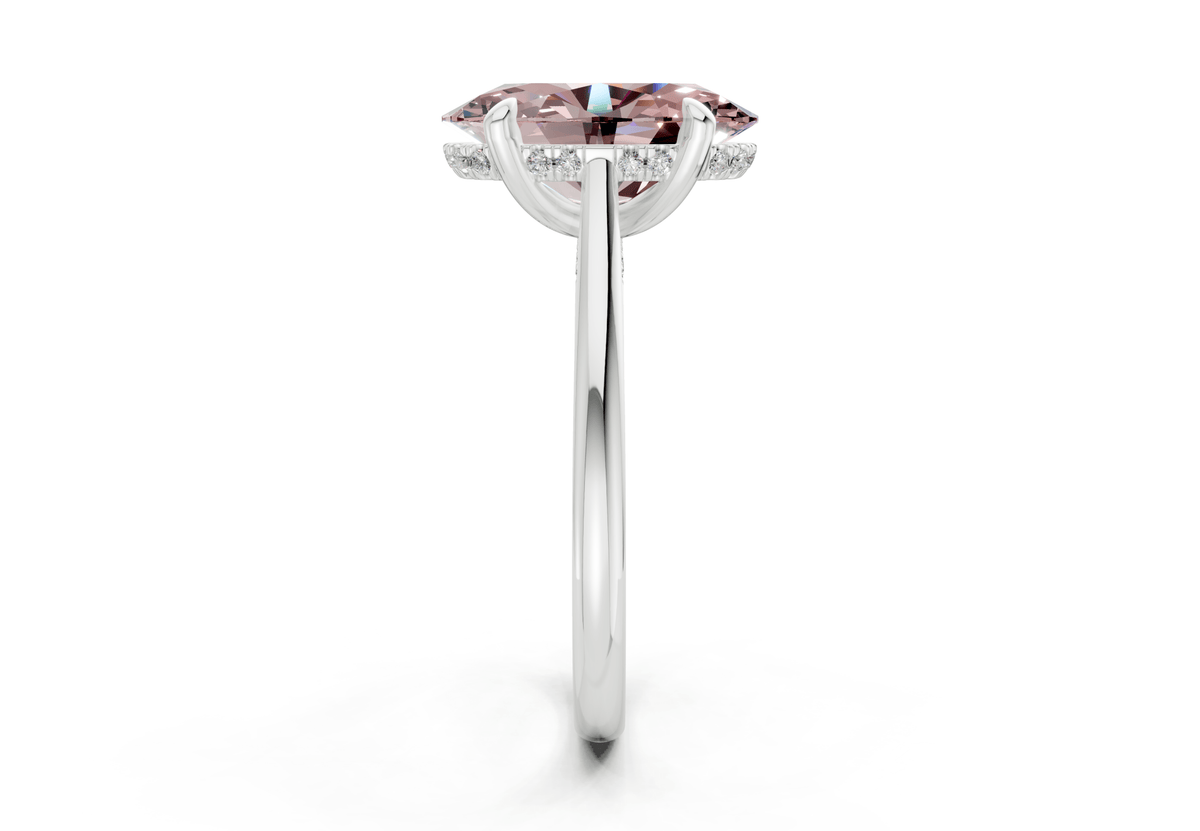 Piper Pink Diamond Solitaire Oval Cut 1.8mm Engagement Ring