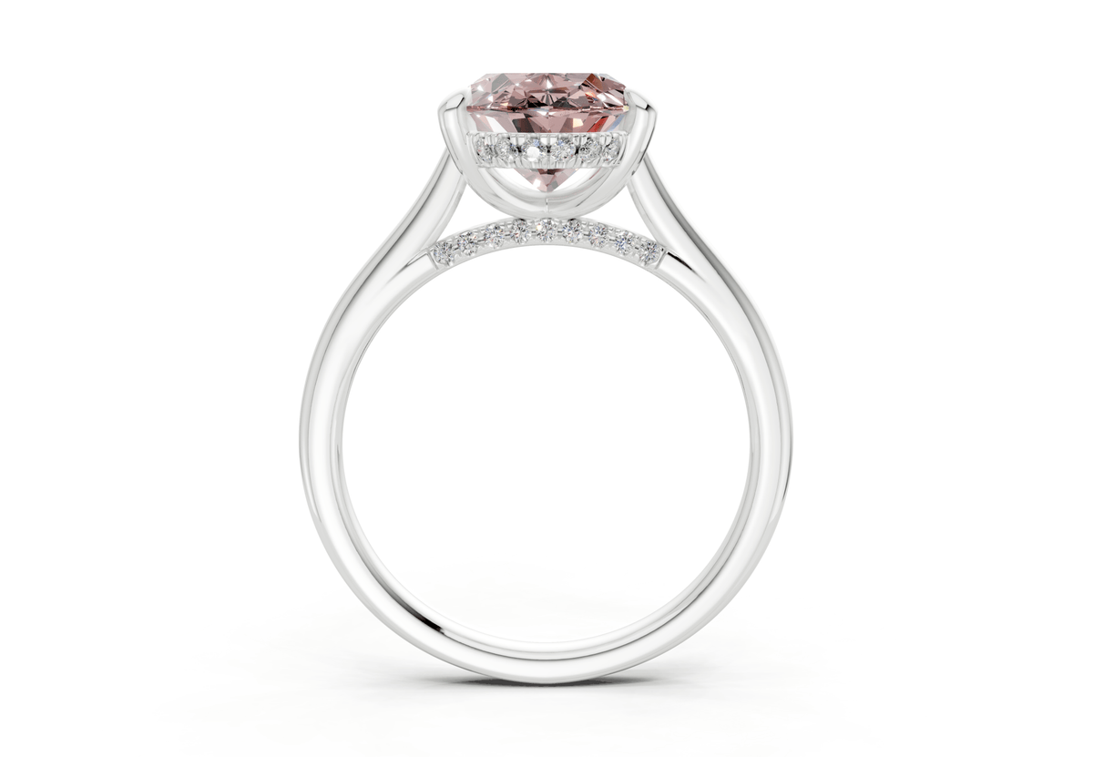Piper Pink Diamond Solitaire Oval Cut 1.8mm Engagement Ring