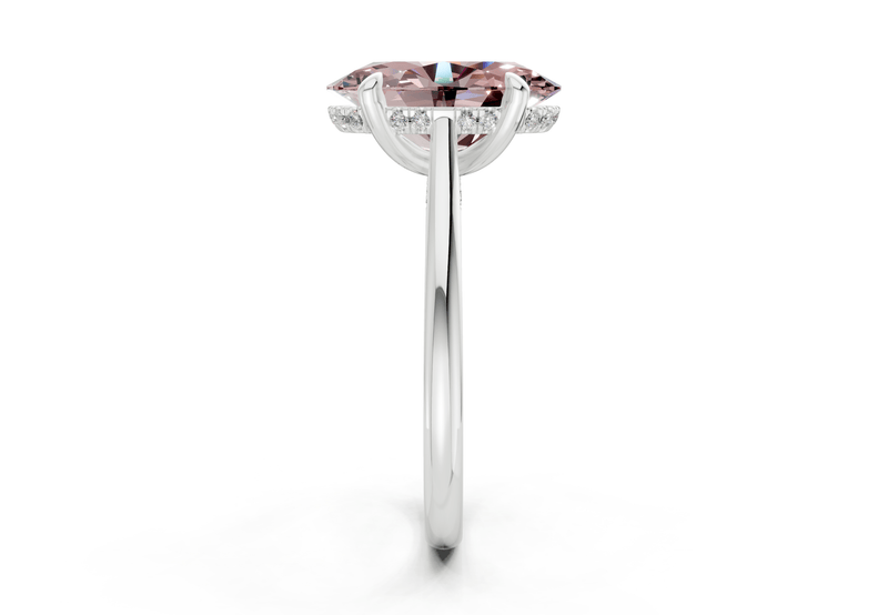 Piper Pink Diamond Solitaire Oval Cut 2.3mm Engagement Ring - Ring Premier