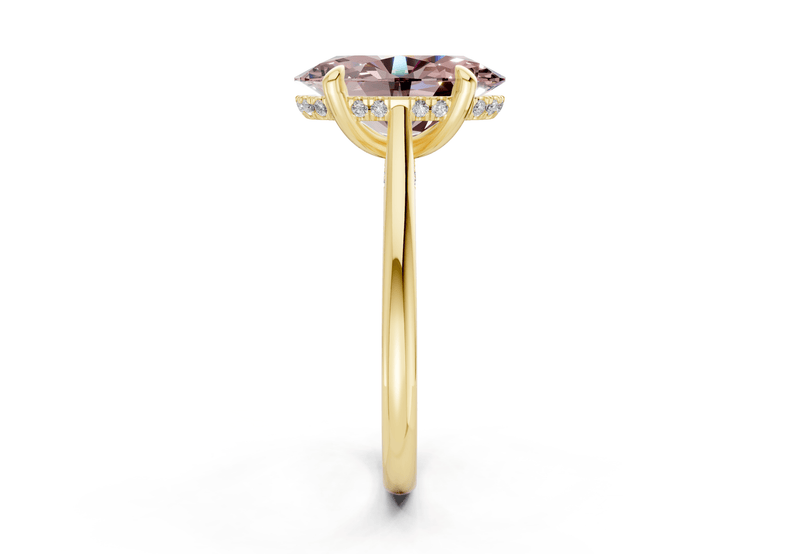 Piper Pink Diamond Solitaire Oval Cut 2.3mm Engagement Ring - Ring Premier