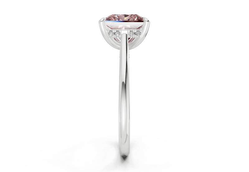 Piper Pink Diamond Solitaire Princess Cut 2.3mm Engagement Ring - Ring Premier