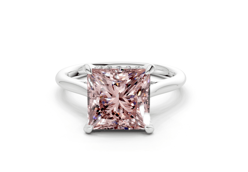 Piper Pink Diamond Solitaire Princess Cut 2mm Engagement Ring - Ring Premier