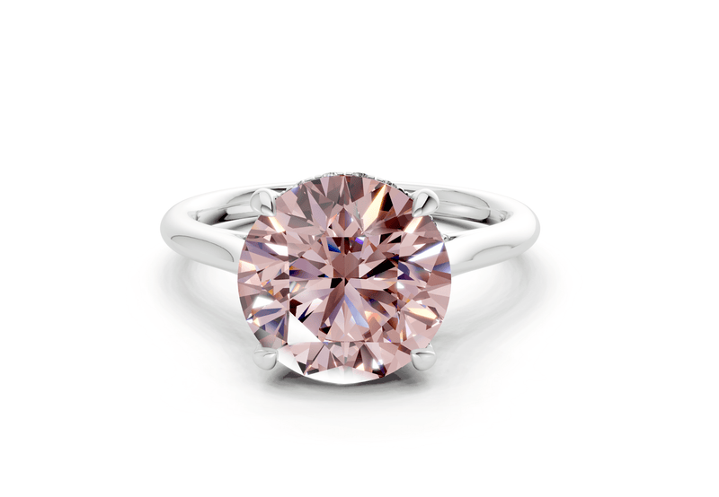 Piper Pink Diamond Solitaire Round Cut 2mm Engagement Ring - Ring Premier