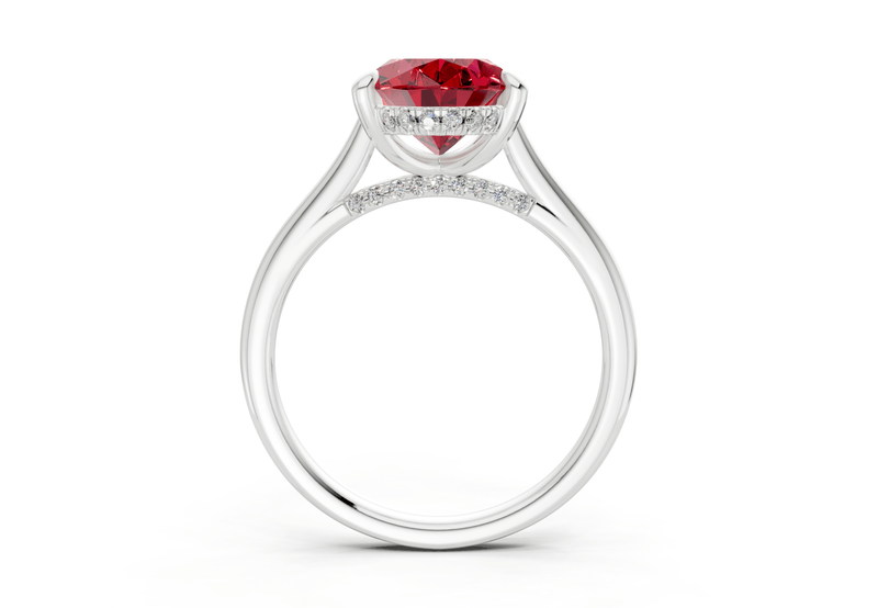 Piper Ruby Gemstone Solitaire Oval Cut 1.8mm Engagement Ring - Ring Premier