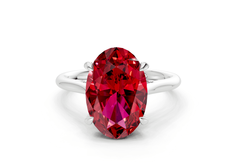 Piper Ruby Gemstone Solitaire Oval Cut 1.8mm Engagement Ring - Ring Premier