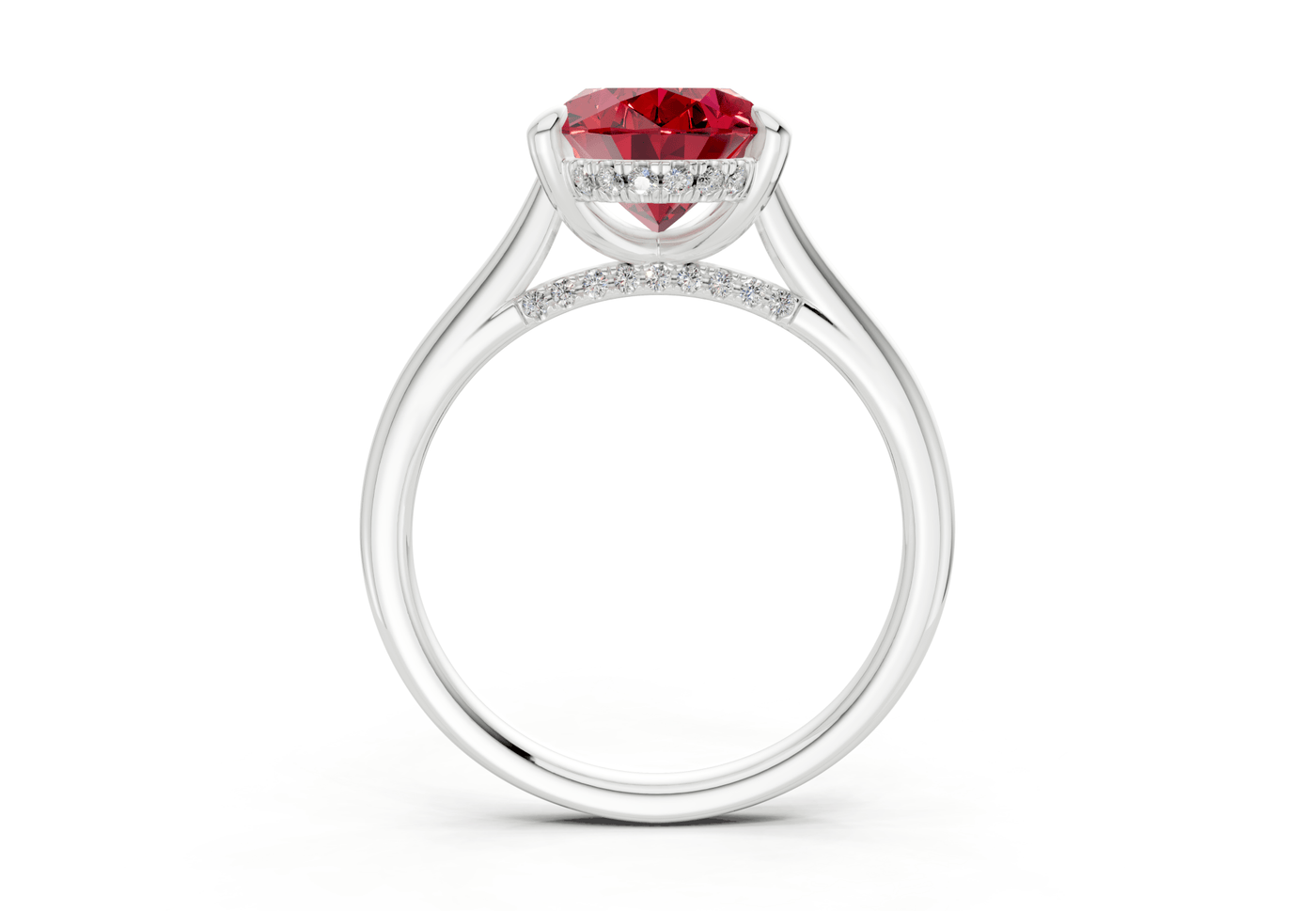 Piper Ruby Gemstone Solitaire Oval Cut 2mm Engagement Ring