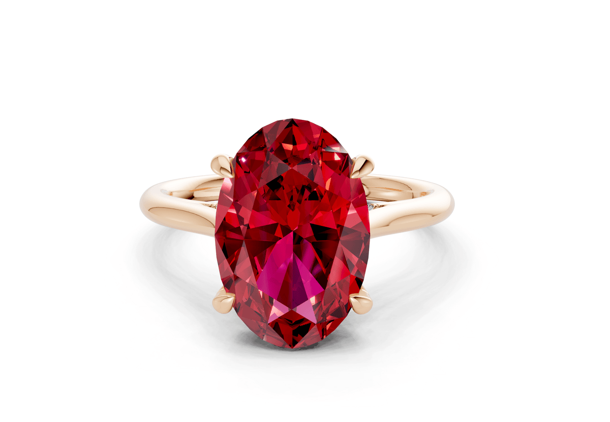 Piper Ruby Gemstone Solitaire Oval Cut 2mm Engagement Ring