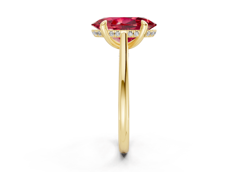 Piper Ruby Gemstone Solitaire Oval Cut 2mm Engagement Ring - Ring Premier