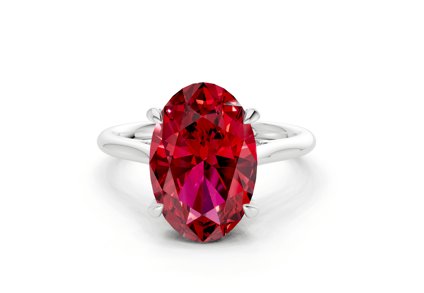 Piper Ruby Gemstone Solitaire Oval Cut 2mm Engagement Ring