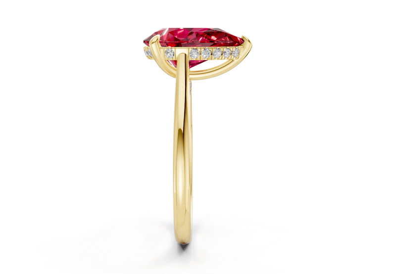 Piper Ruby Gemstone Solitaire Pear Cut 1.8mm Engagement Ring - Ring Premier