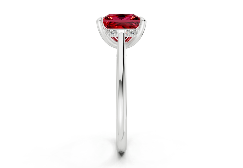 Piper Ruby Gemstone Solitaire Princess Cut 1.8mm Engagement Ring - Ring Premier