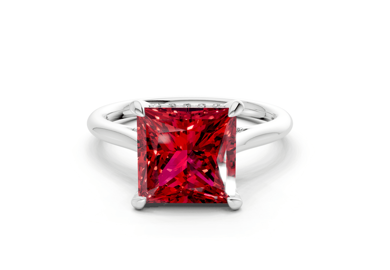 Piper Ruby Gemstone Solitaire Princess Cut 2.3mm Engagement Ring - Ring Premier