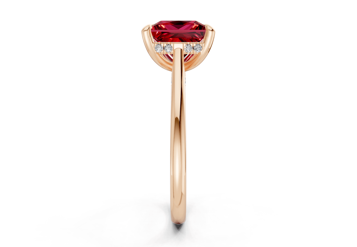 Piper Ruby Gemstone Solitaire Princess Cut 2mm Engagement Ring