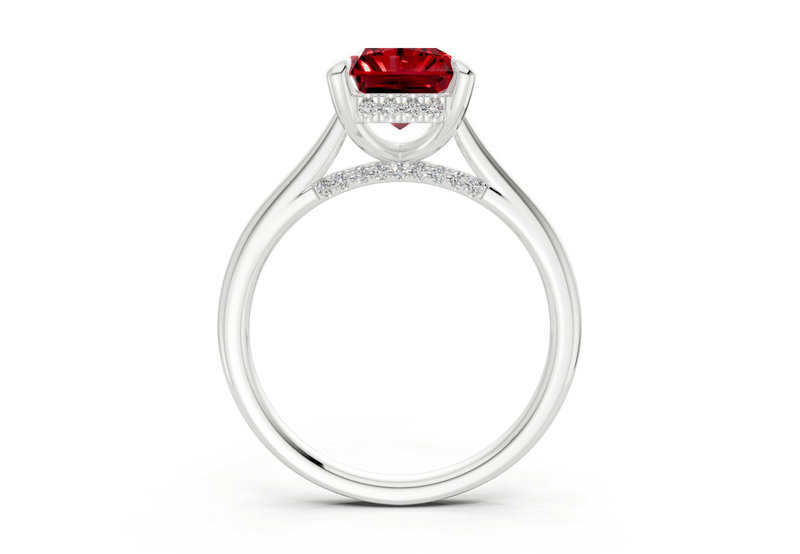 Piper Ruby Gemstone Solitaire Radiant Cut 1.8mm Engagement Ring - Ring Premier