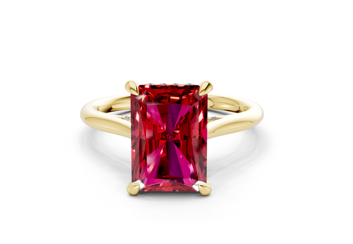 Piper Ruby Gemstone Solitaire Radiant Cut 1.8mm Engagement Ring