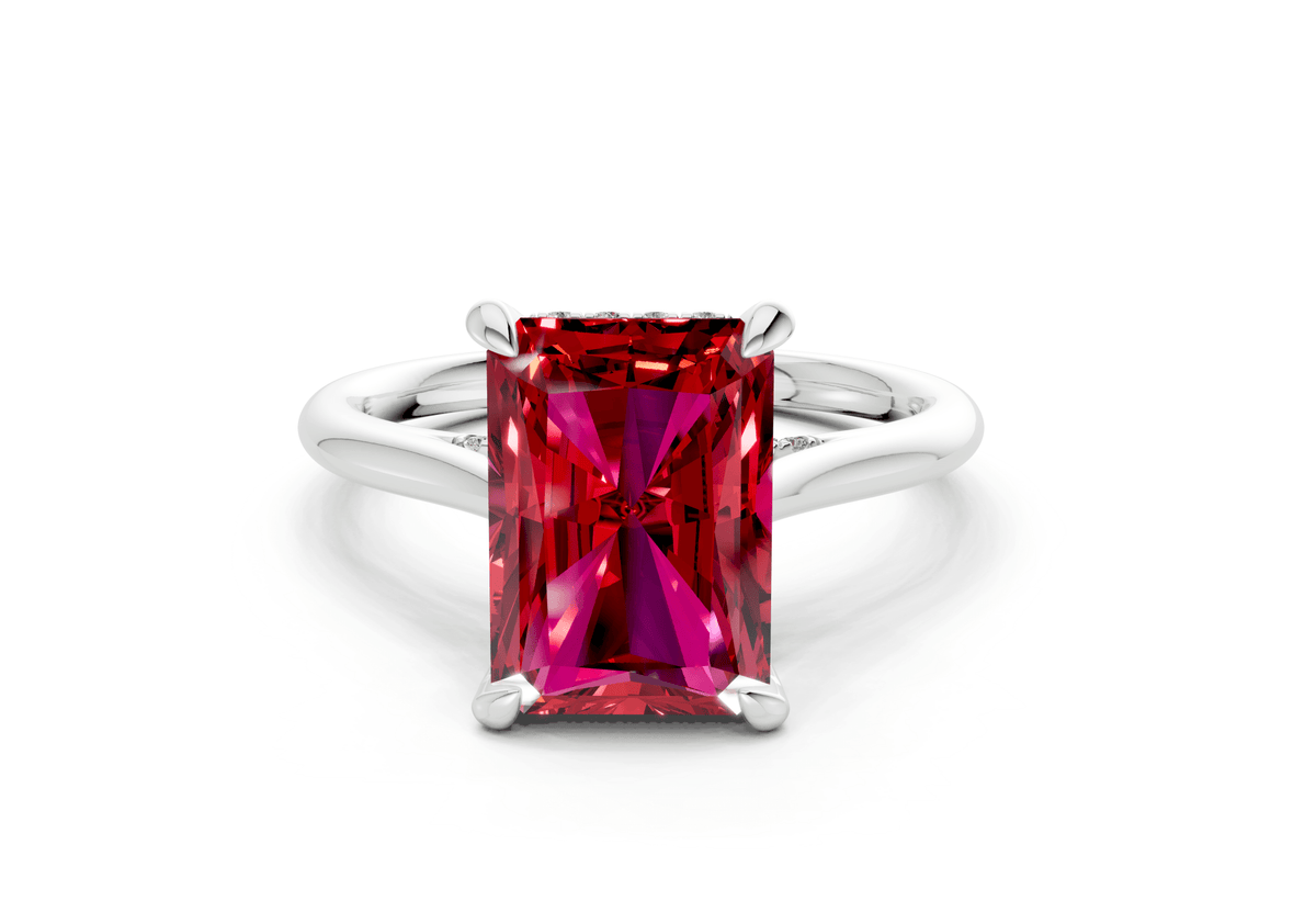 Piper Ruby Gemstone Solitaire Radiant Cut 1.8mm Engagement Ring