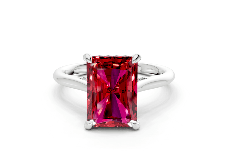 Piper Ruby Gemstone Solitaire Radiant Cut 2.2mm Engagement Ring - Ring Premier