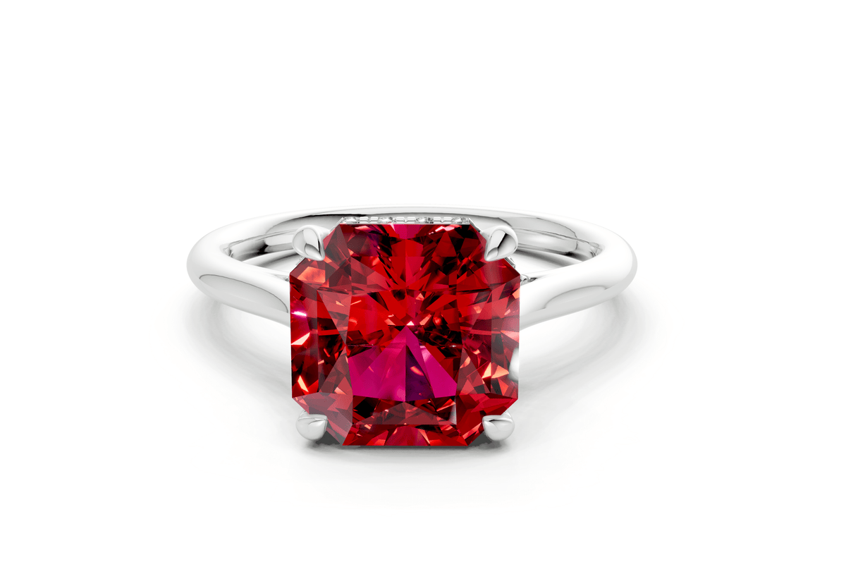 Piper Ruby Gemstone Solitaire Radiant Squareuare Cut 2.3mm Engagement Ring