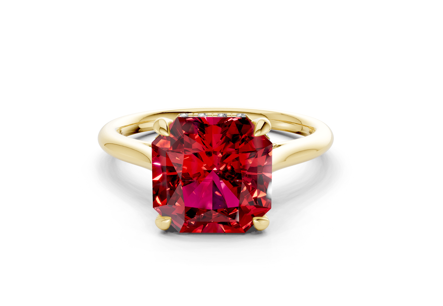 Piper Ruby Gemstone Solitaire Radiant Squareuare Cut 2mm Engagement Ring - Ring Premier