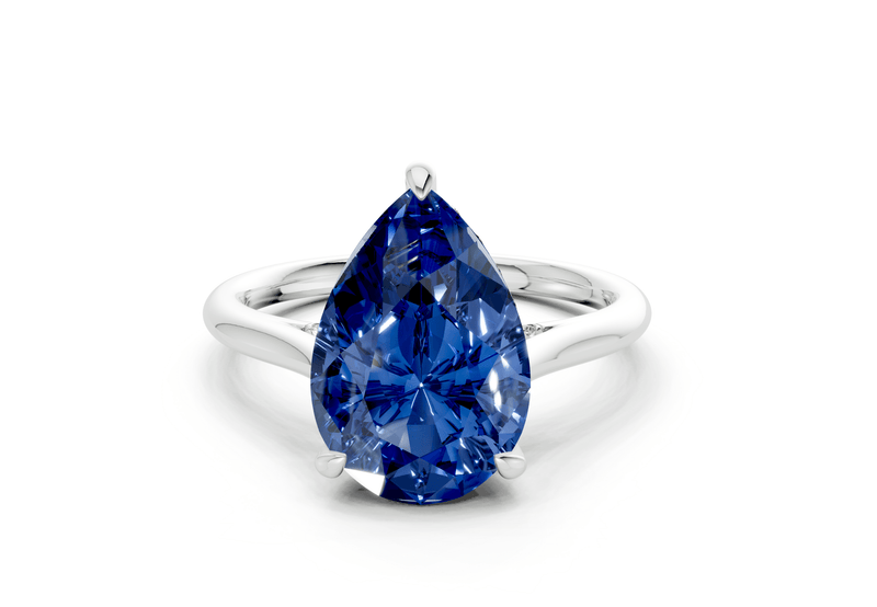 Piper Sapphire Gemstone Solitaire Pear Cut 2.3mm Engagement Ring - Ring Premier