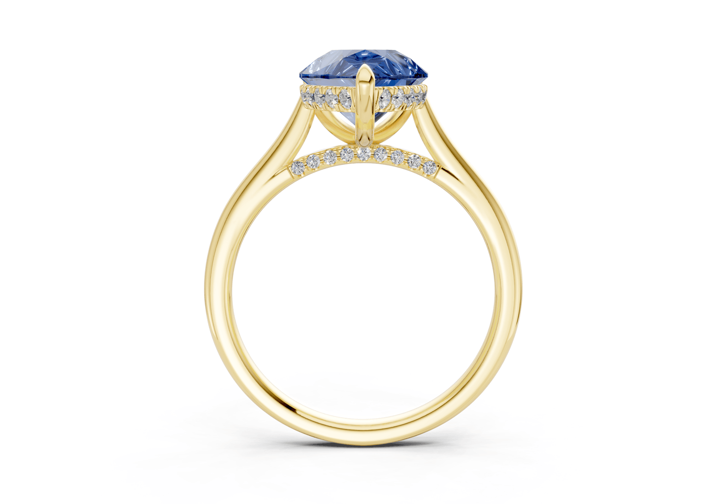 Piper Sapphire Gemstone Solitaire Pear Cut 2mm Engagement Ring - Ring Premier