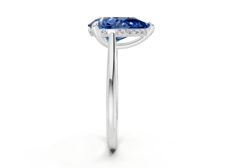 Piper Sapphire Gemstone Solitaire Pear Cut 2mm Engagement Ring - Ring Premier