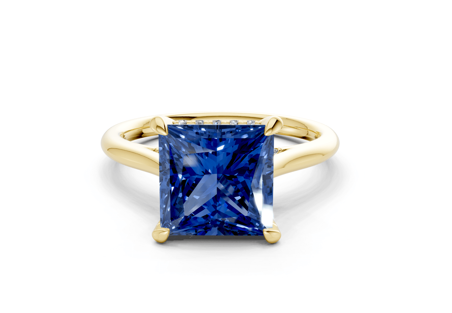 Piper Sapphire Gemstone Solitaire Princess Cut 1.8mm Engagement Ring - Ring Premier