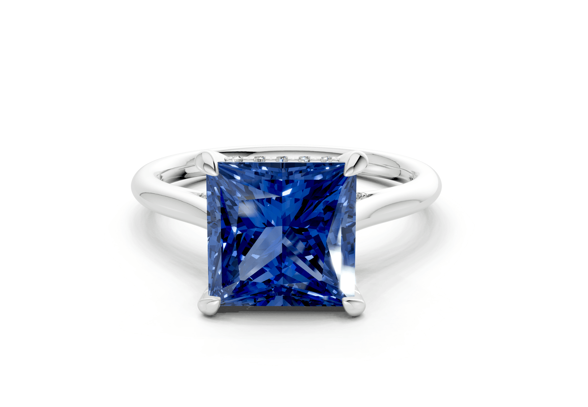 Piper Sapphire Gemstone Solitaire Princess Cut 2.3mm Engagement Ring