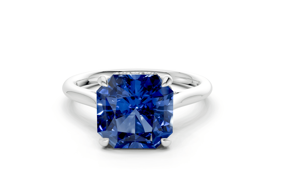 Piper Sapphire Gemstone Solitaire Radiant Squareuare Cut 2.3mm Engagement Ring