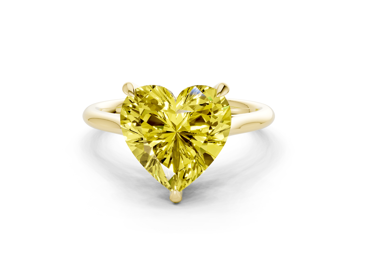 Piper Yellow Diamond Solitaire Heart Cut 2.3mm Engagement Ring - Ring Premier