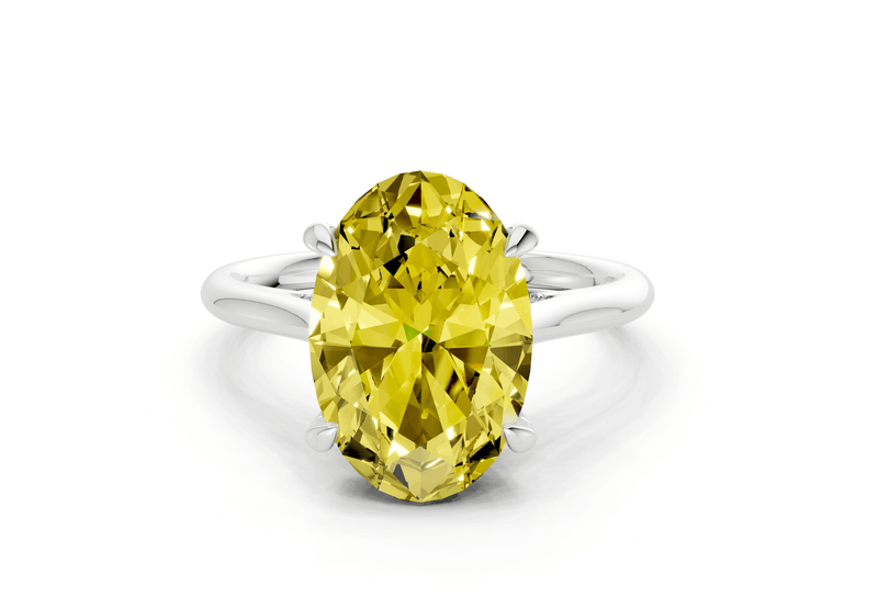 Piper Yellow Diamond Solitaire Oval Cut 2mm Engagement Ring - Ring Premier
