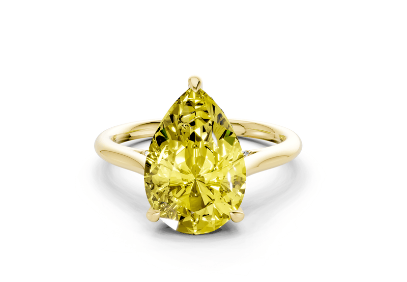 Piper Yellow Diamond Solitaire Pear Cut 2mm Engagement Ring