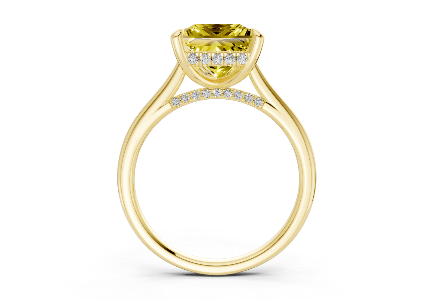 Piper Yellow Diamond Solitaire Princess Cut 2.3mm Engagement Ring - Ring Premier