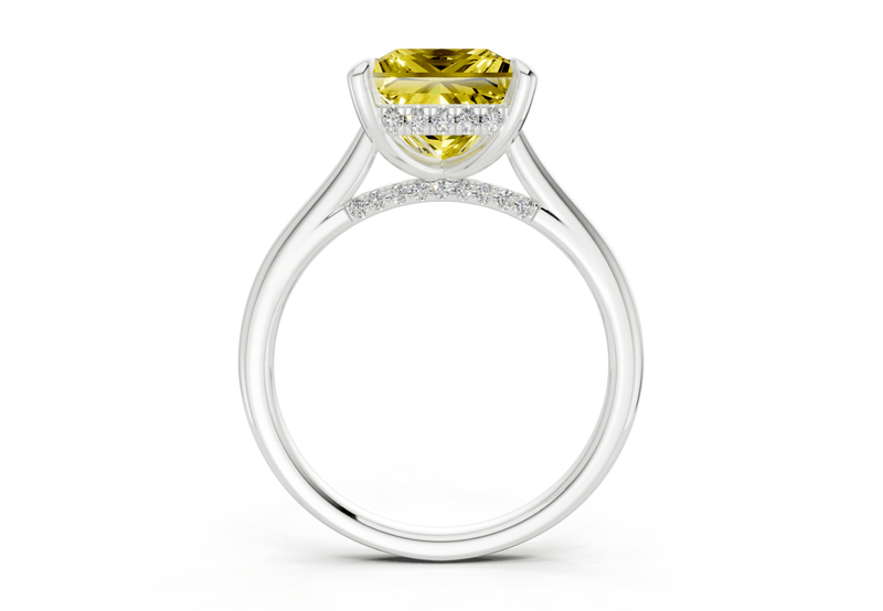 Piper Yellow Diamond Solitaire Princess Cut 2.3mm Engagement Ring - Ring Premier