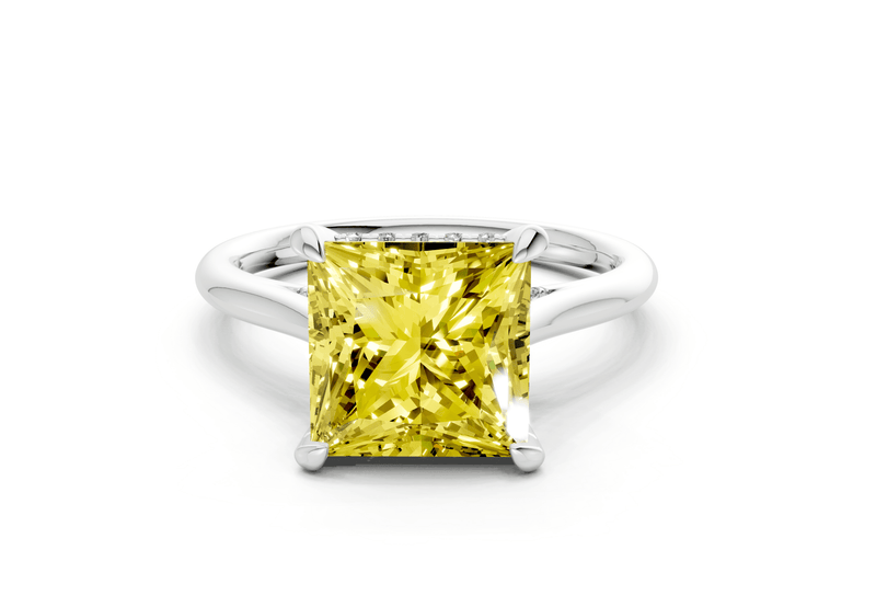 Piper Yellow Diamond Solitaire Princess Cut 2mm Engagement Ring - Ring Premier