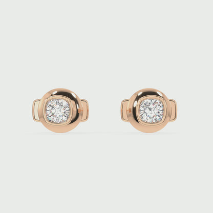 Classic Manhattan Cushion Diamond Bezel Studs