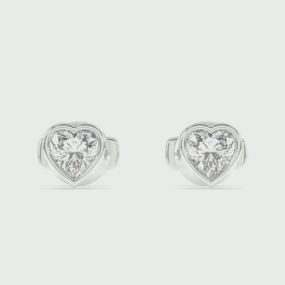 Classic Manhattan Heart Diamond Bezel Studs