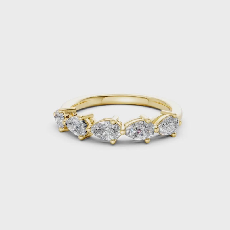 pear five-stone lab diamond band in yellow gold
