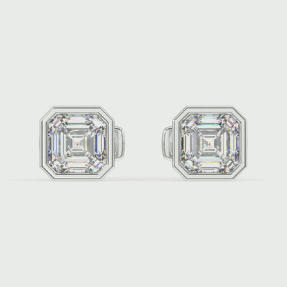 Classic Manhattan Asscher Diamond Bezel Studs