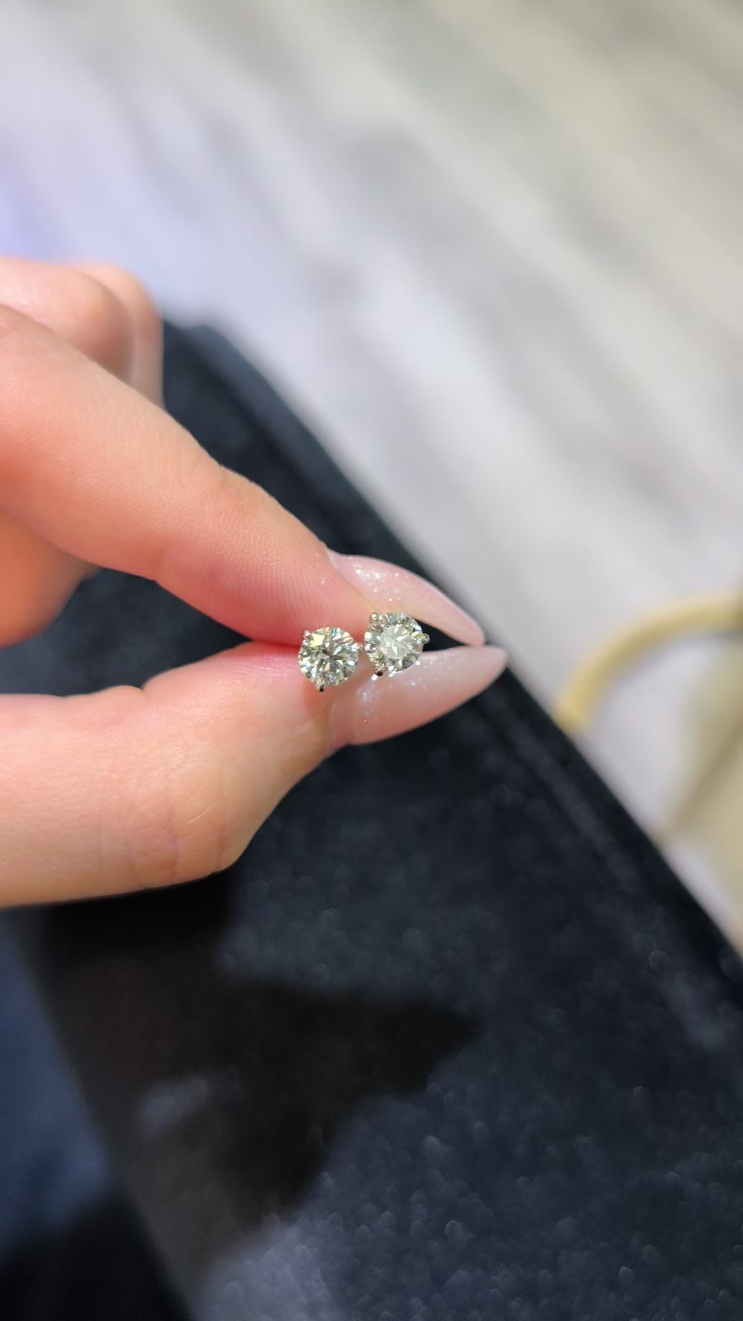 1.00 ct tw Round Lab-Grown Diamond Stud Earrings, 14K White Gold - Florence 3-Prong Martini, Screw-back