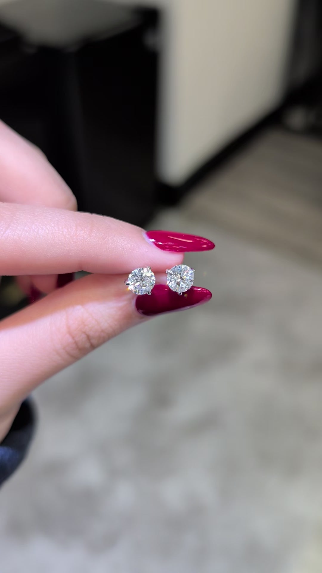 1.56 ct tw Round Lab-Grown Diamond Stud Earrings, 14K White Gold - Florence 3-Prong Martini
