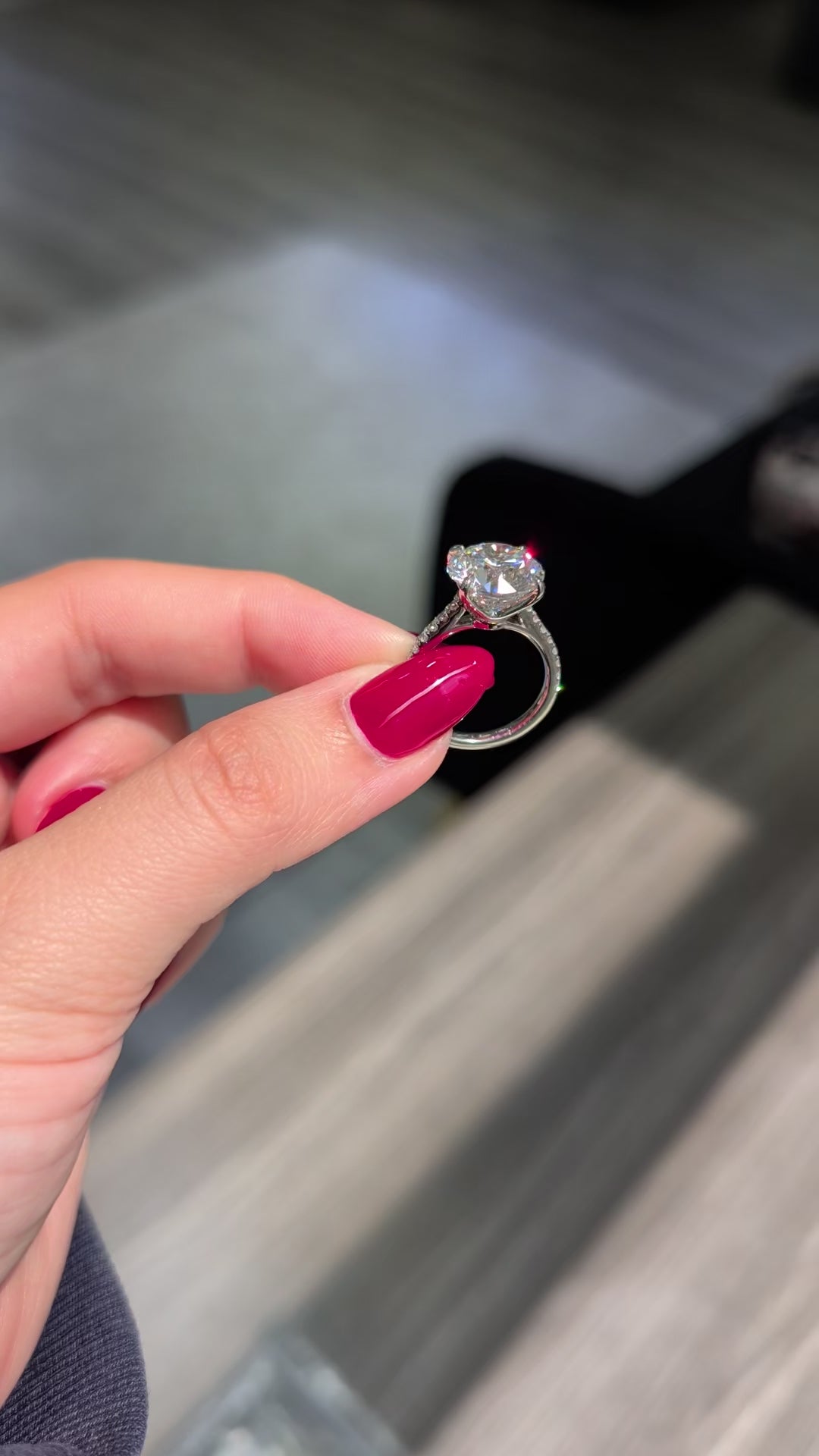 4.83 ct Round Lab-Grown Diamond Engagement Ring, Platinum - The West Village Pavé