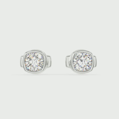 Classic Manhattan Cushion Diamond Bezel Studs